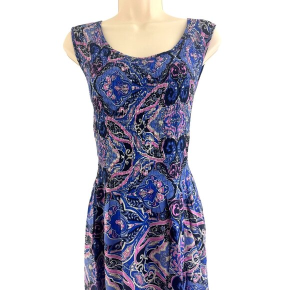 Croft & Barrow Paisley Print Smocked Bodice Midi Maxi Dress Size 2X 20 22 Plus - Picture 2 of 7